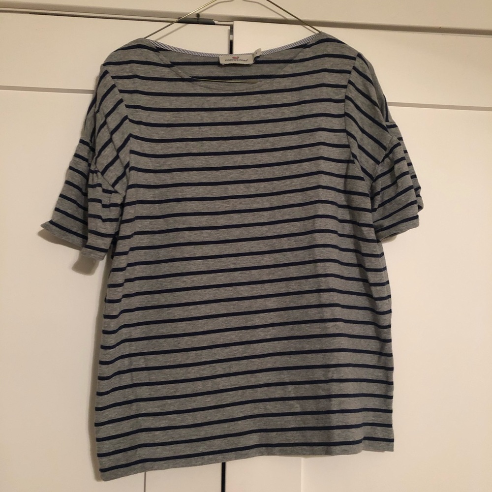 Vineyard Vines cotton top, gray blue, sz small